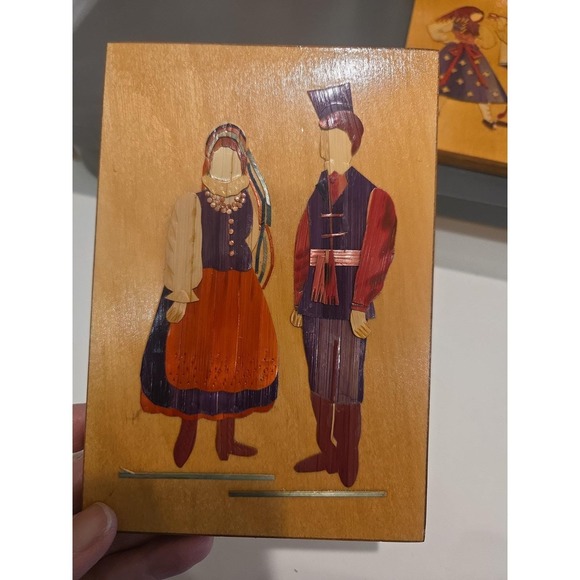 Vintage Polish Folk Art Wooden Wall Plaques Set Handmade In Poland Regional... - Picture 4 of 15